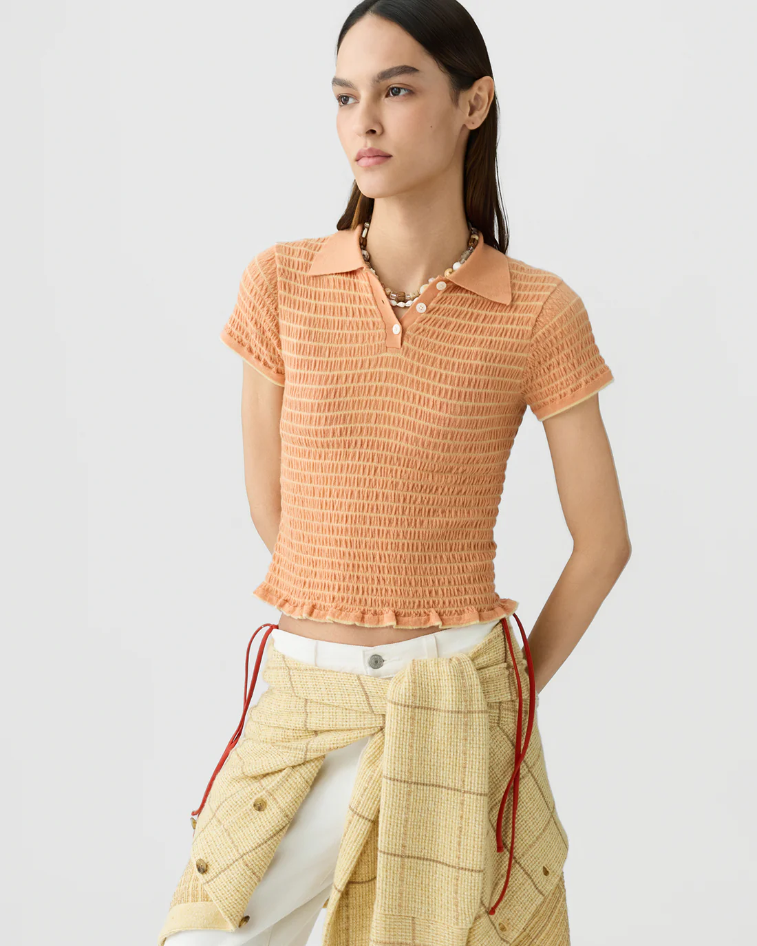 Guest in Residence Smocked Shrunken Polo - Nectar/Butter