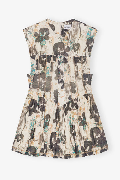 ganni PRINTED MARL MESH CORSET MINI DRESS