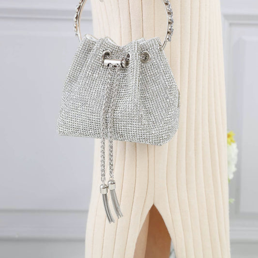 Crystal Bucket Bag With Crystal Handle