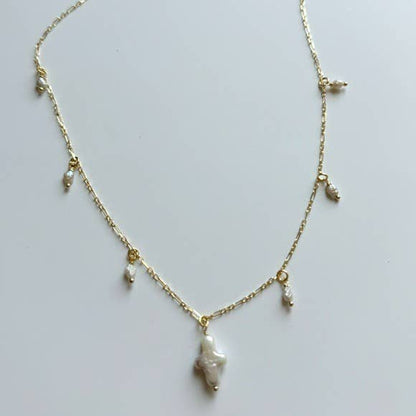 Hazey Pearl Cross Necklace