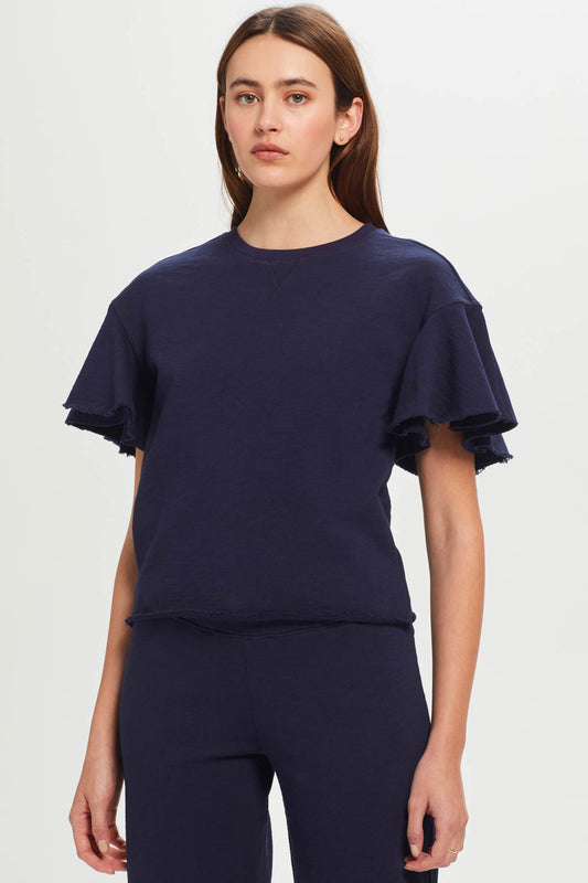 Goldie Melrose Ruffle Sleeve Top - NAVY