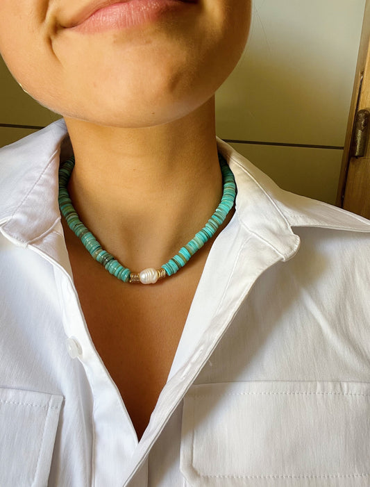 MDesigns Turquoise Shell Bead Necklace
