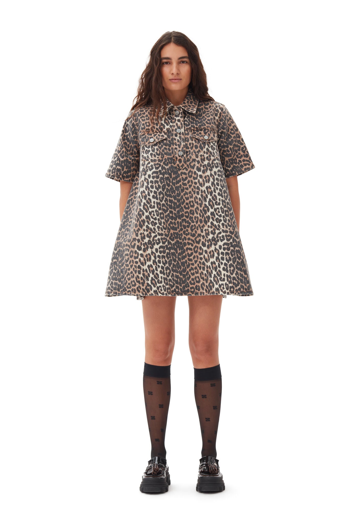 【GANNI】Print Denim Tieband Mini Dress GANNI Print Denim Tieband Mini Dress | Shopbop