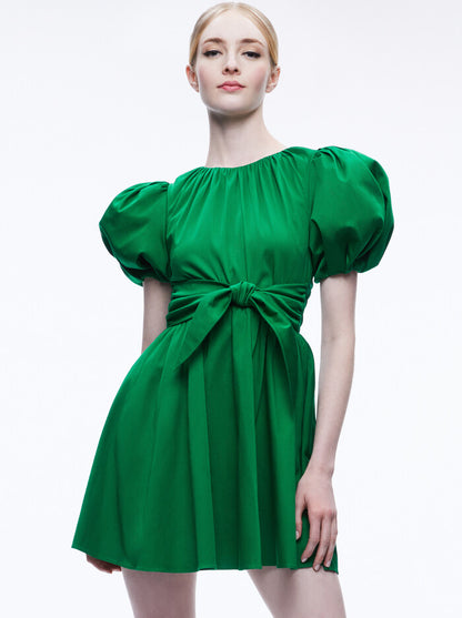 Alice & Olivia Kylan Puff Sleeve Mini Dress - Emerald