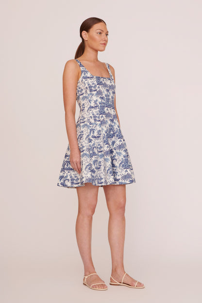 Staud Mini Wells Dress - Blue Toile