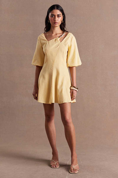 SOVERE/ ADORNMENT MINI DRESS - BUTTER