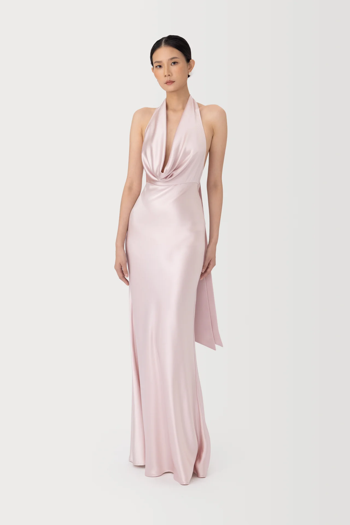 Sau Lee Pearl Satin Gown - Pink Cloud
