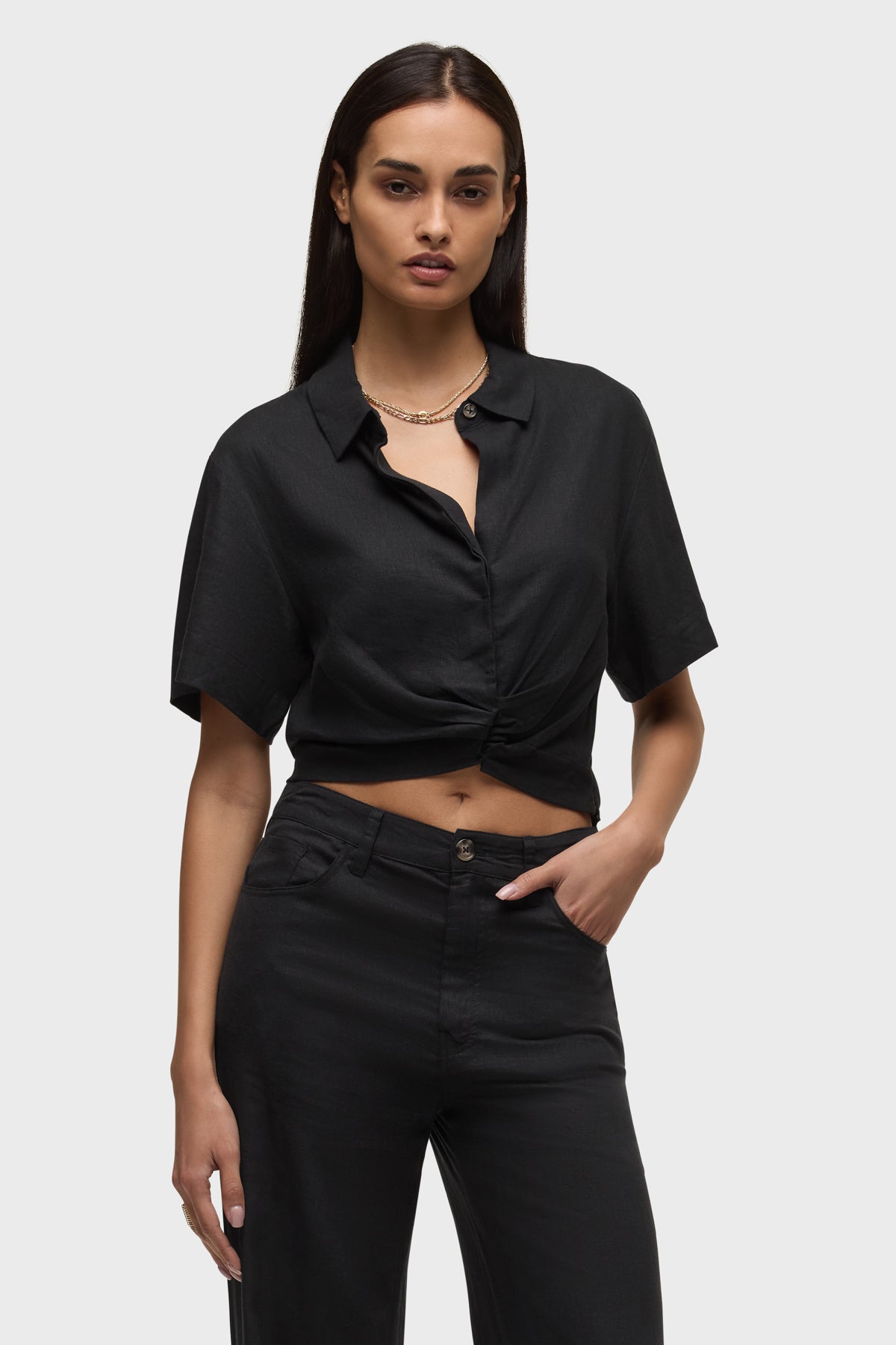 Hudson Linen Knotted Button Down