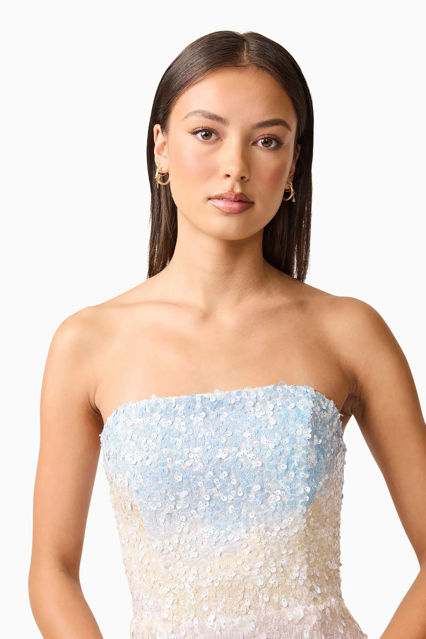 Elliatt Arden Strapless Midi Dress in Multi Ombre