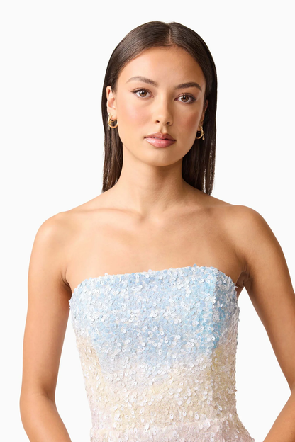 Elliatt Arden Strapless Midi Dress in Multi Ombre
