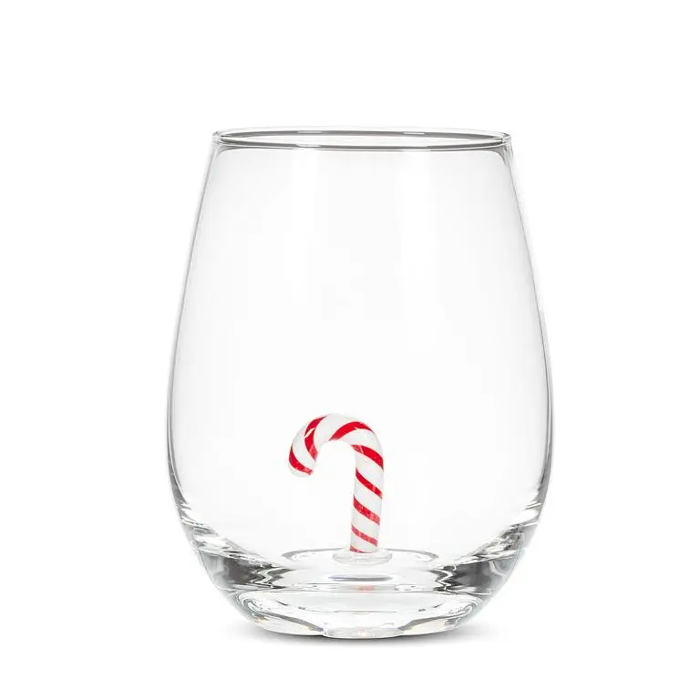 Candy Cane Stemless Wine Glass