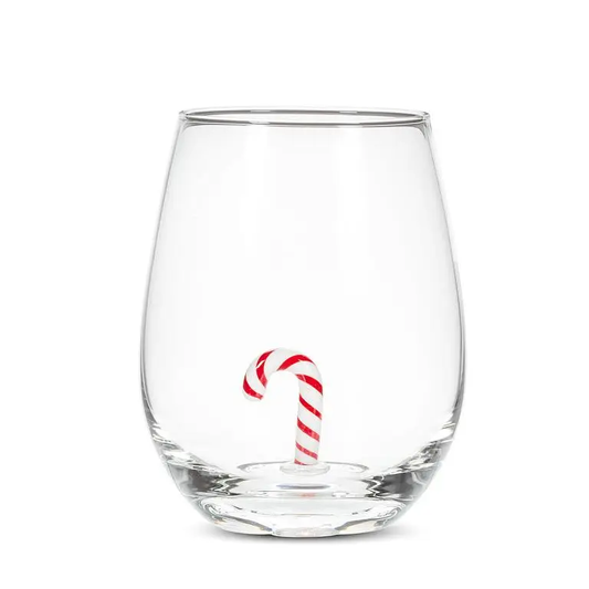 Candy Cane Stemless Wine Glass
