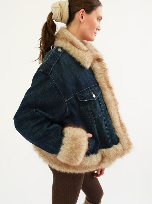 Tach Siracusa Faux Fur Trimmed Denim Jacket