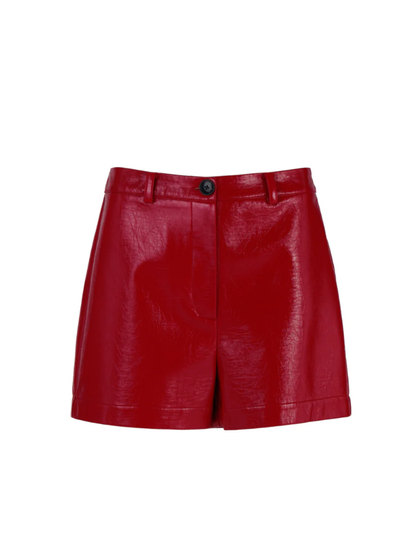 KITRI Kim Red Vinyl Shorts