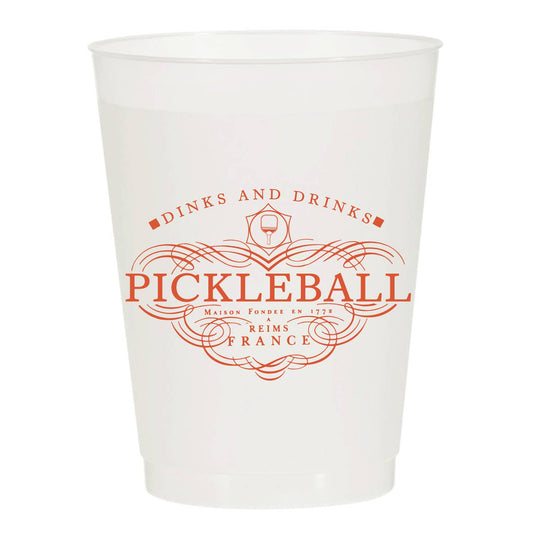 Dinks and Drinks Champagne Pickleball Frosted Cups- PACK OF 10