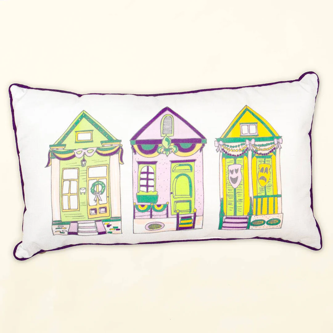 Mardi Gras Parade Houses Lumbar Pillow
