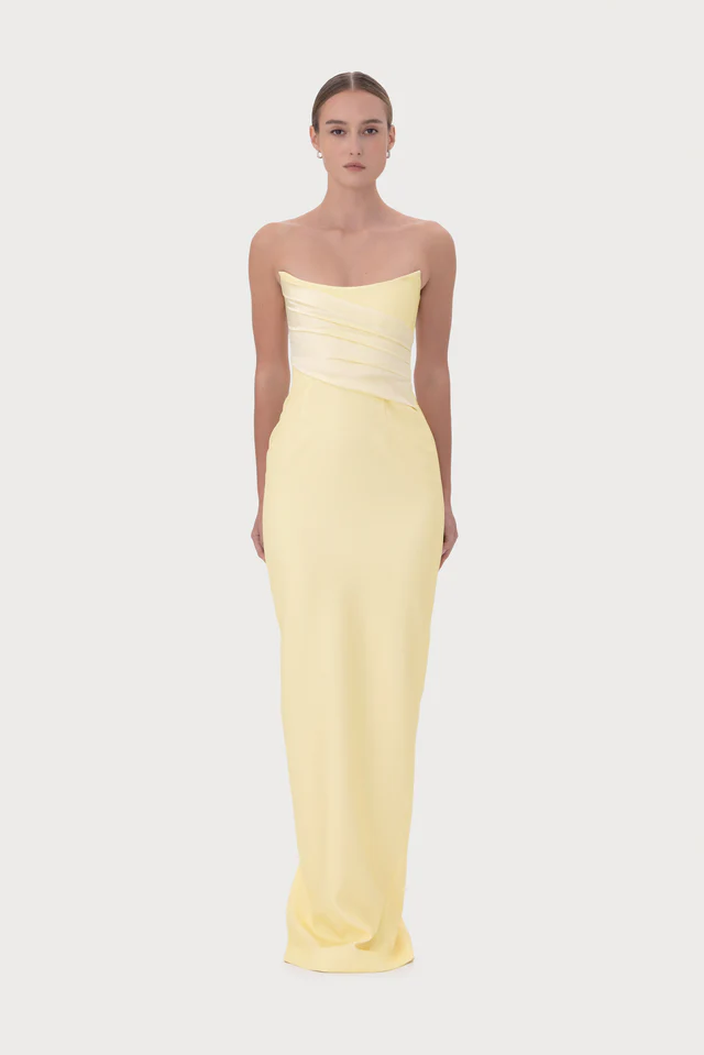 SAU LEE Louisa Gown - Pale Yellow