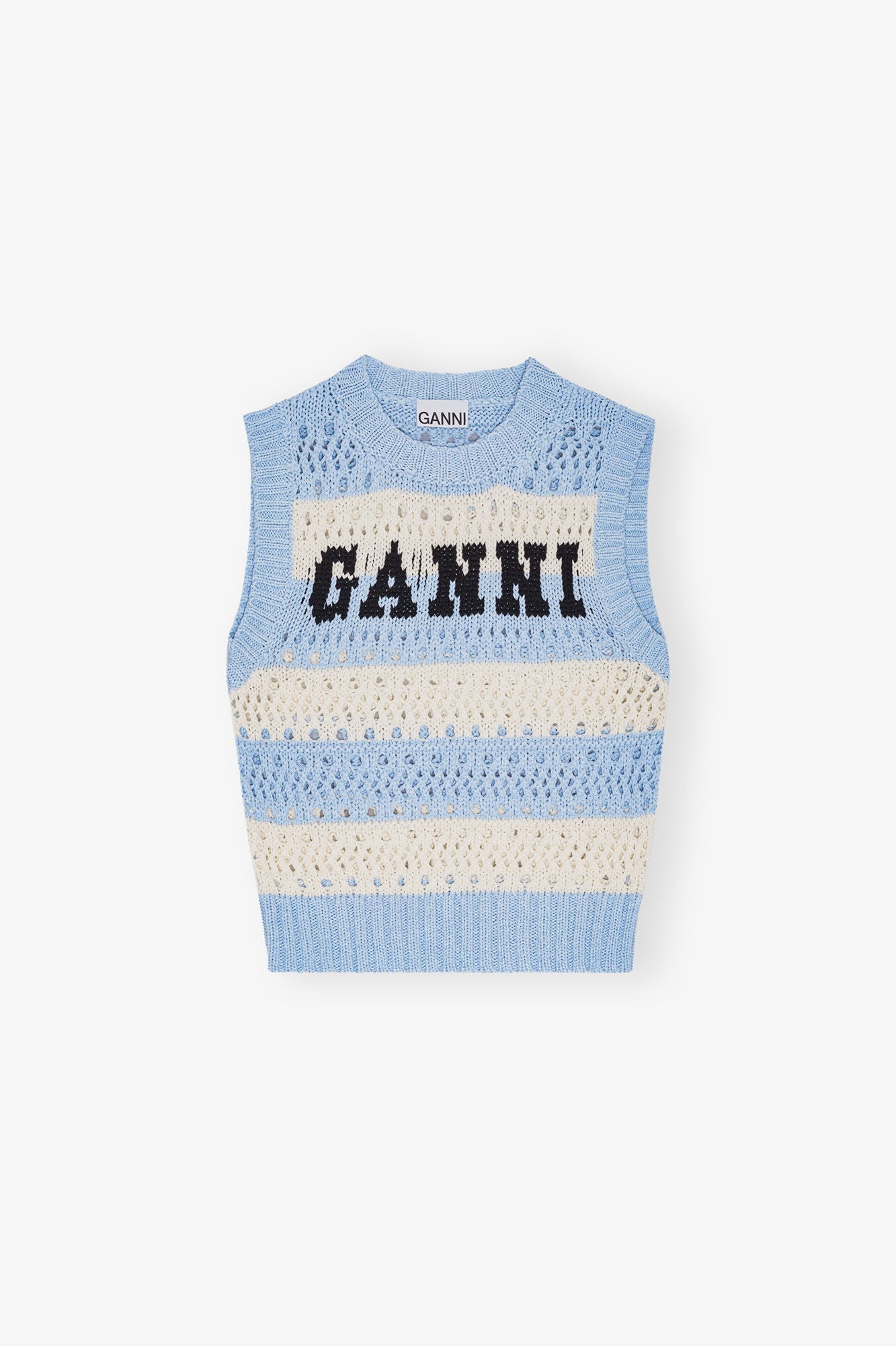 GANNI LIGHT BLUE STRIPED VEST
