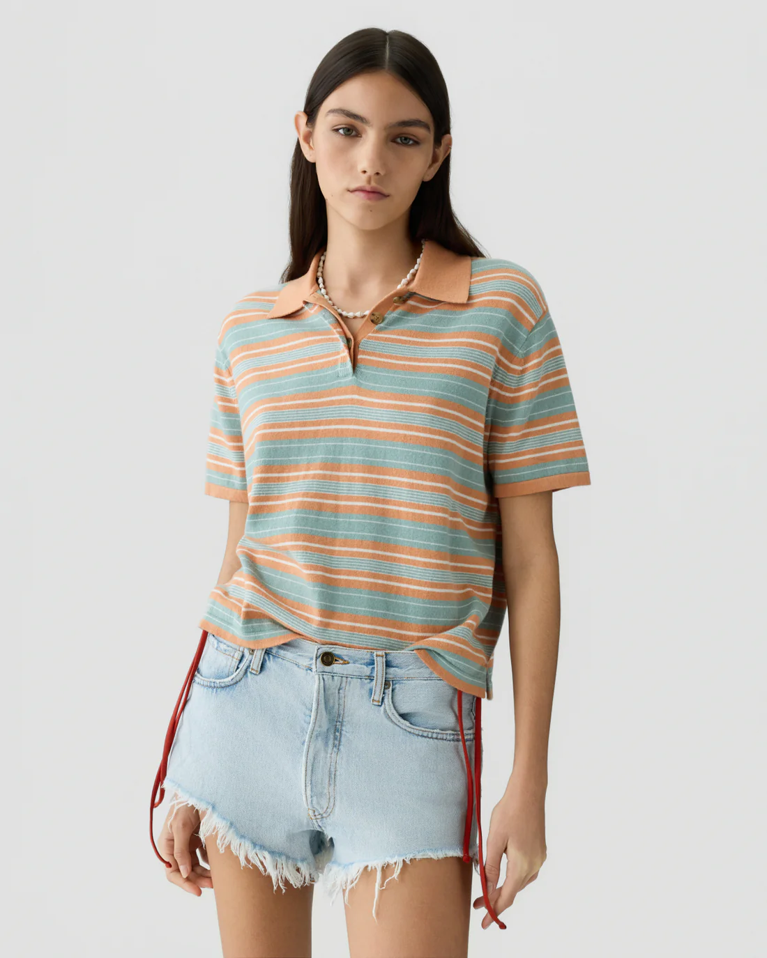 Guest in Residence Short Sleeve Stripe Rugby - Nectar combo