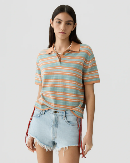 Guest in Residence Short Sleeve Stripe Rugby - Nectar combo