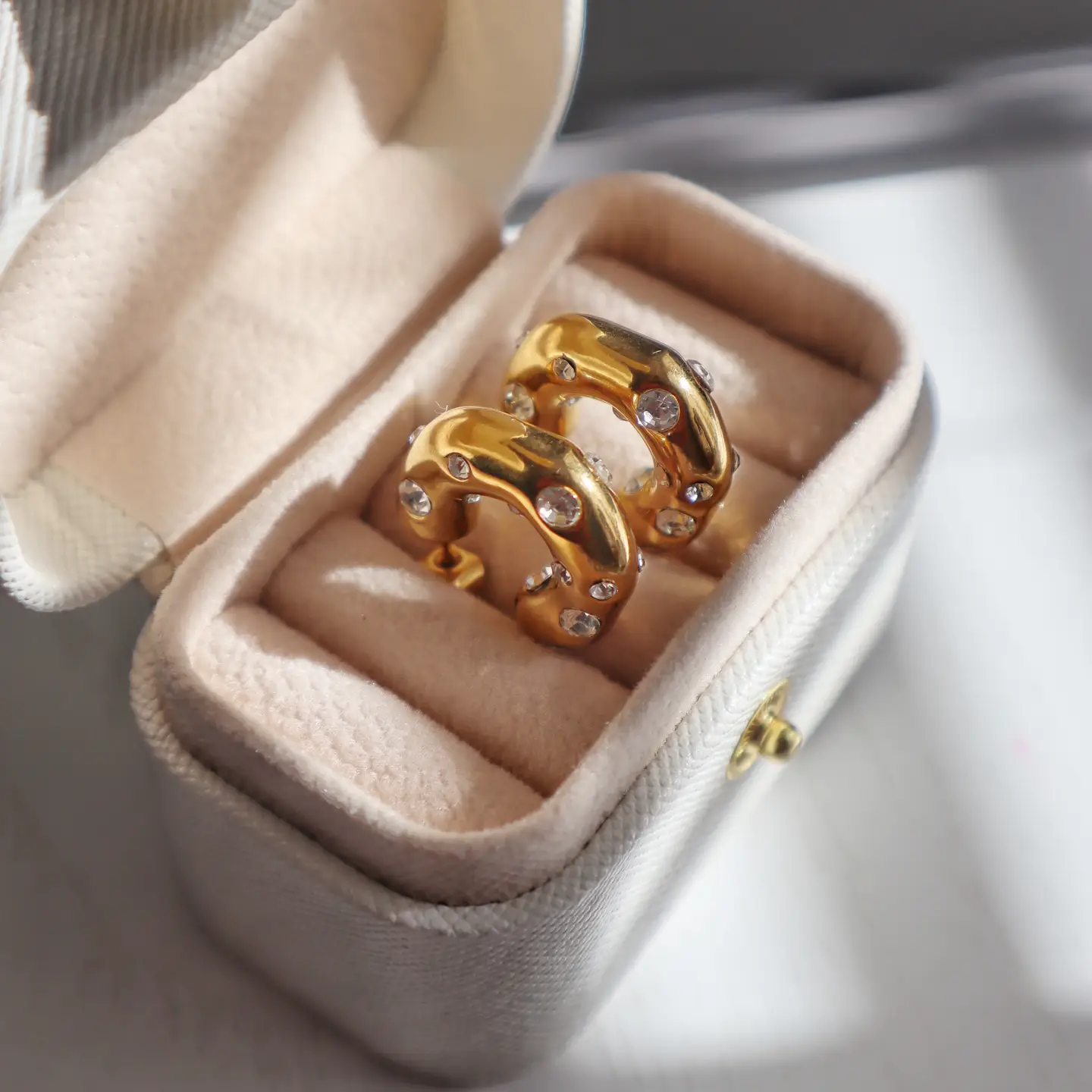 Dazzle Hoops | Cz Chunky Gold Hoops