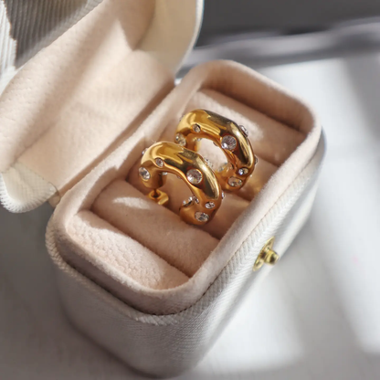 Dazzle Hoops | Cz Chunky Gold Hoops