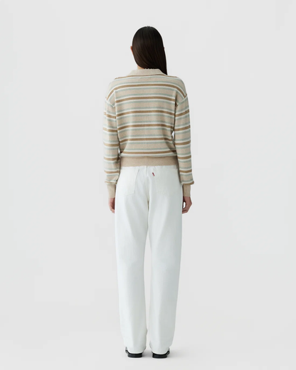 Guest in Residence Collegiate Stripe Polo - Sandstone Combo