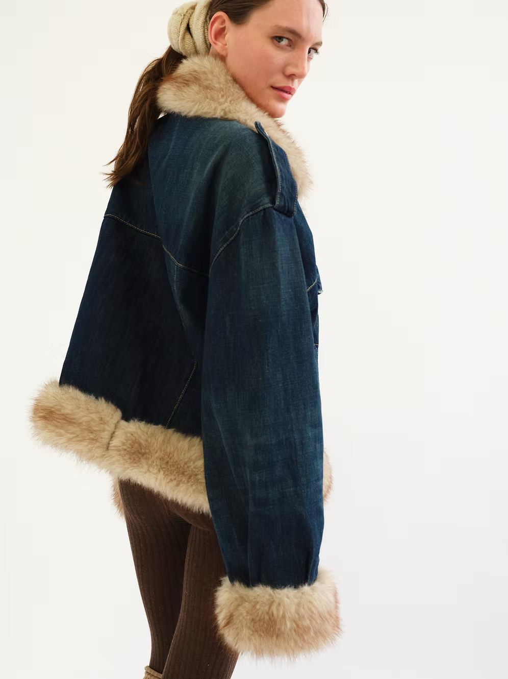 Tach Siracusa Faux Fur Trimmed Denim Jacket