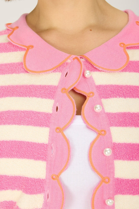 Rachel Antonoff Cupcake Cardigan - Pink Towel Stripe