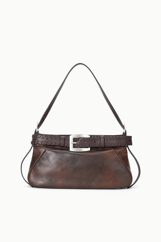 Staud Brooklyn Shoulder Bag Espresso Distressed