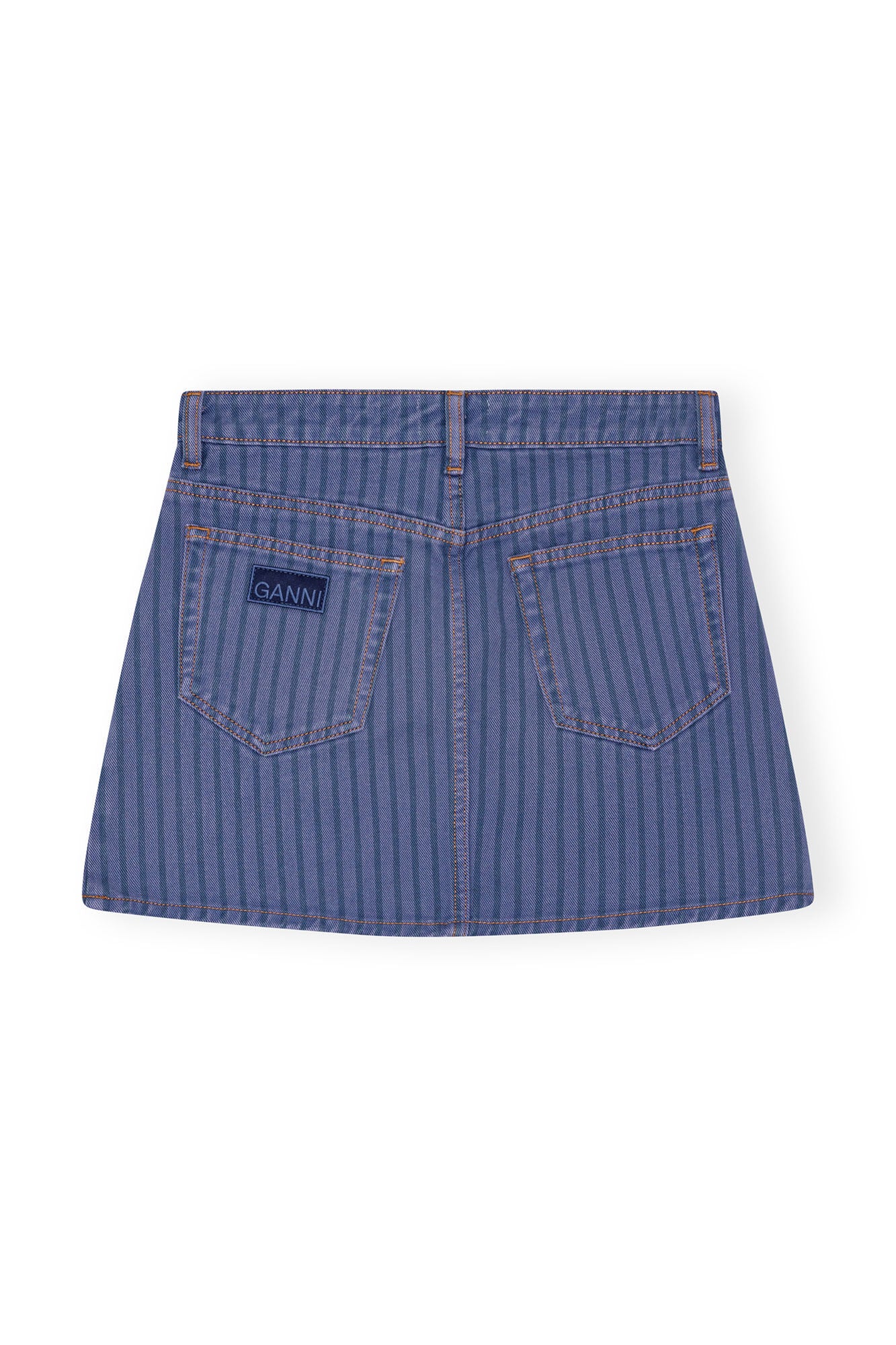 GANNI STRIPE OVERDYED DENIM MINI SKIRT