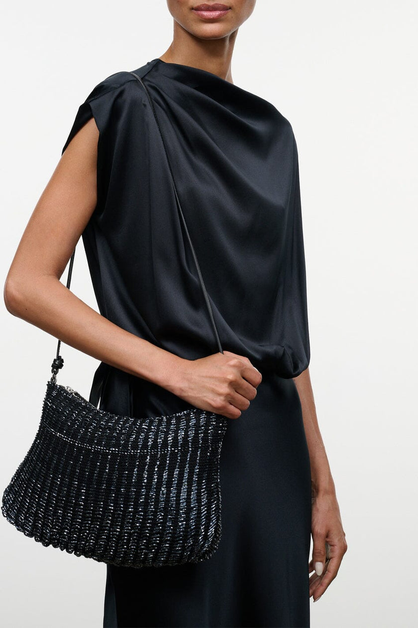 Staud Asta Shoulder Bag in Dark Sapphire