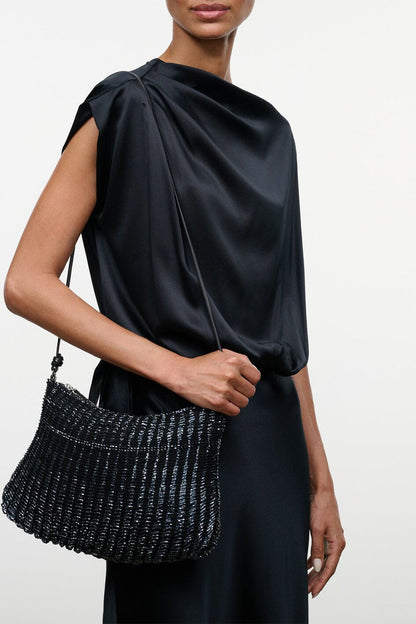 Staud Asta Shoulder Bag in Dark Sapphire