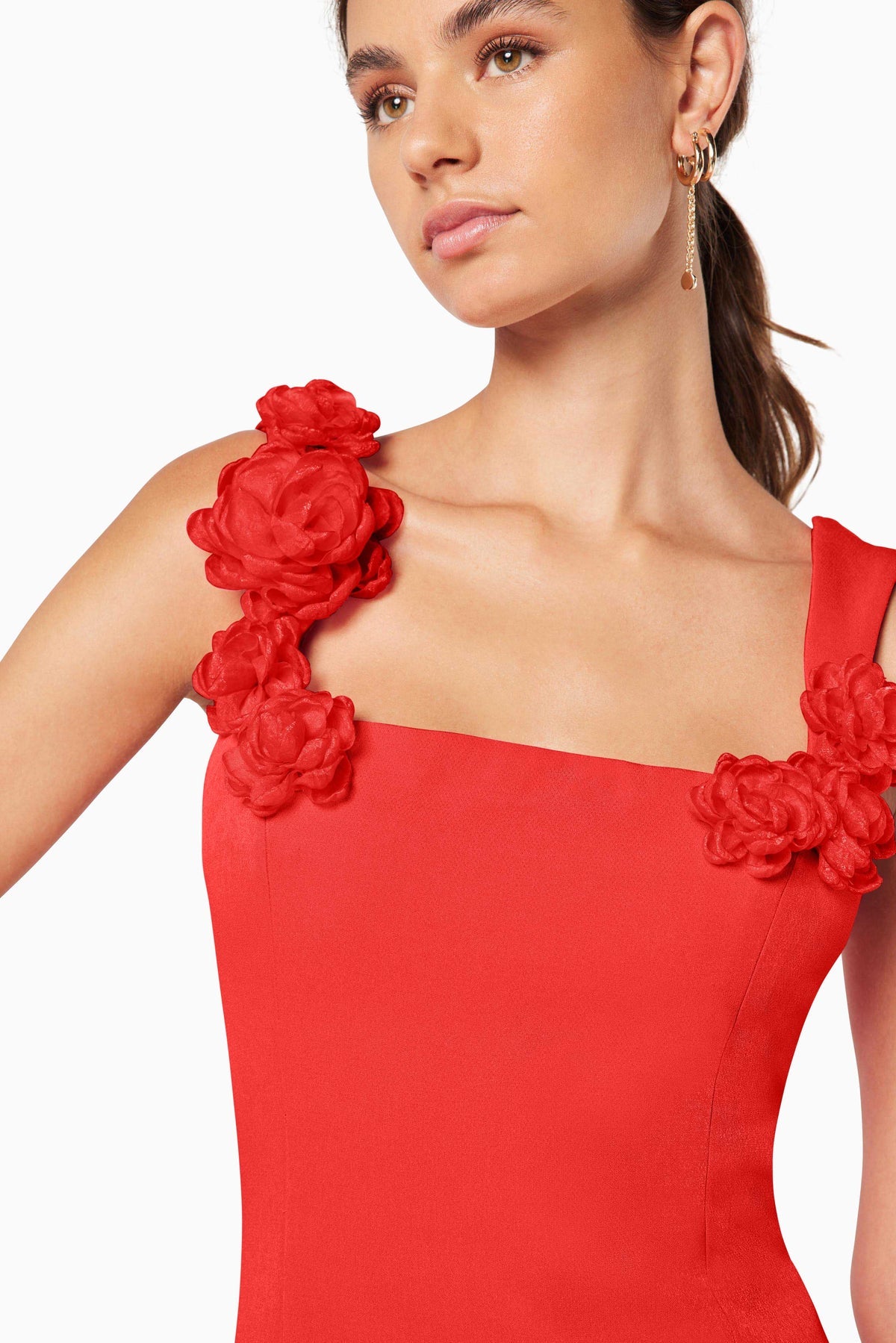 ELLIATT TROMPE 3D FLORAL MINI DRESS - RED
