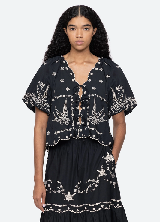 SEA Kingsley Embroidered Tie Top