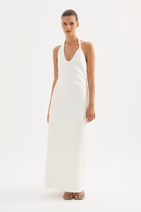 NudeLucy Zayda Linen Maxi Dress- white