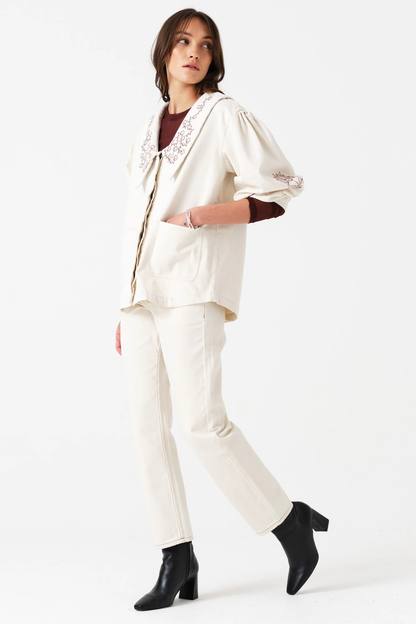 SEVENTY+MOCHI Neve Flower Embroidered Denim Jacket