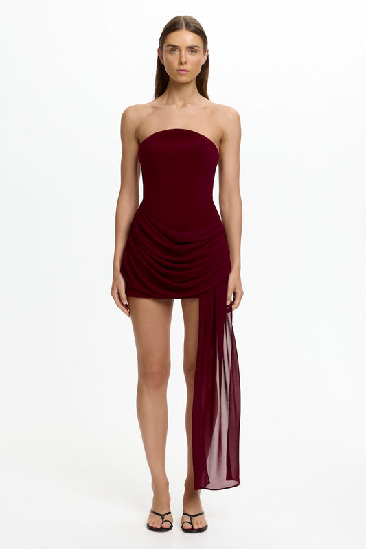 Significant Other Edda Strapless Mini Dress in Berry