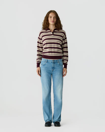Guest In Residence Collegiate Stripe Polo Fig Combo