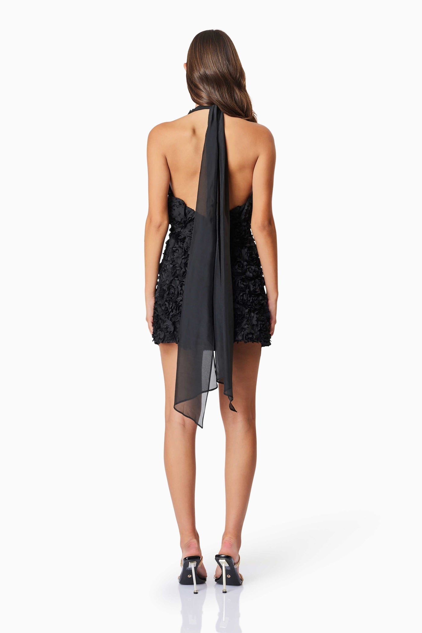 ELLIATT Megan Halter Neck Mini Dress In Black