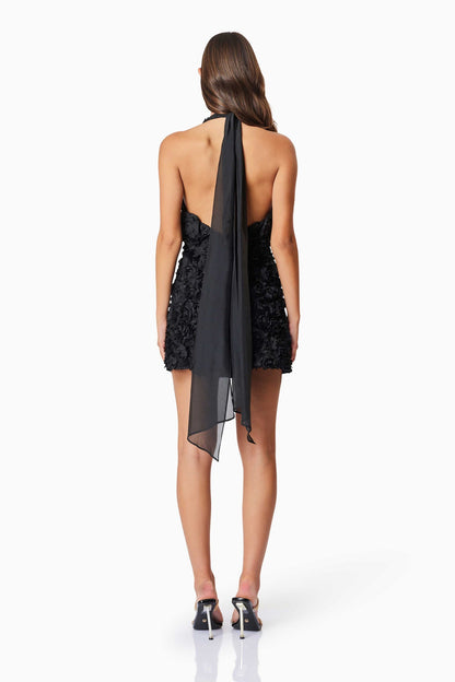 ELLIATT Megan Halter Neck Mini Dress In Black