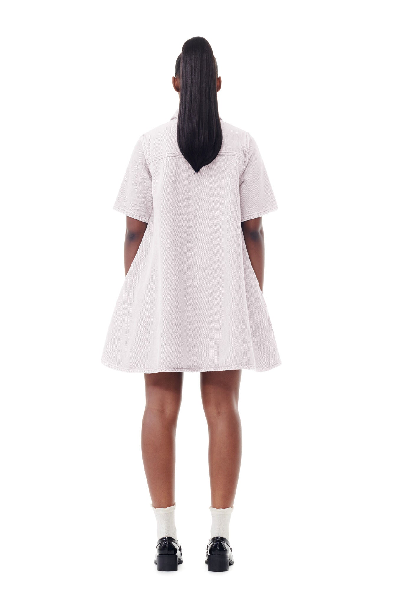 Ganni LIGHT PINK OVERDYED HEAVY DENIM MINI DRESS – Shop at