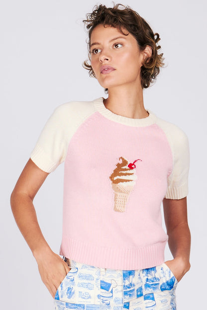Rachel Antonoff Twist Cone Pullover - Strawberry Pink