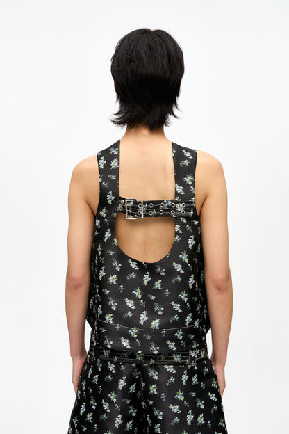 Ganni FLORAL JACQUARD SLEEVELESS TOP