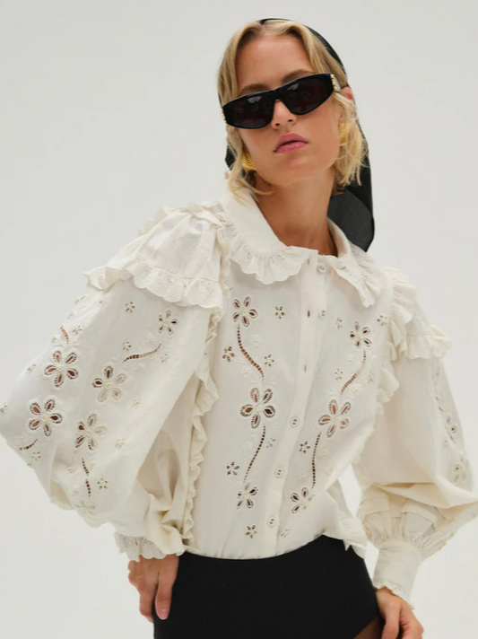 For Love & Lemons Adelie Embroidered Top
