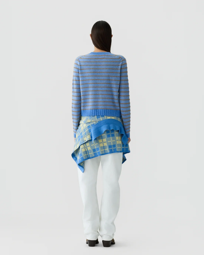 Guest in Residence Pebble Stripe Shrunken Crew- Delft Blue
