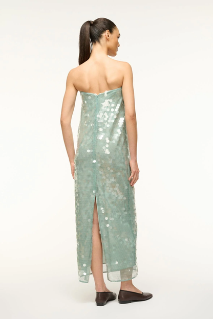 staud casey dress green $595 STAUD Casey Gown Olive Green by Staud