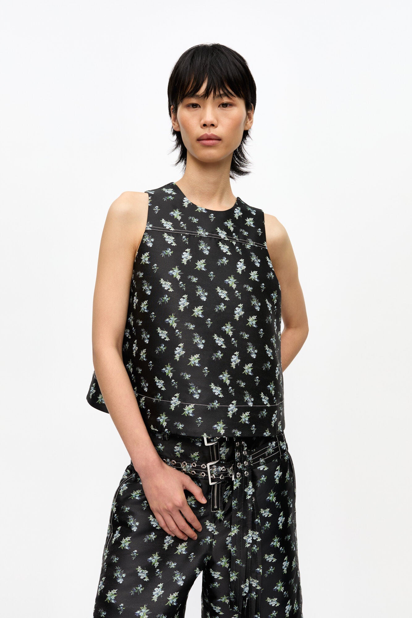 Ganni FLORAL JACQUARD SLEEVELESS TOP