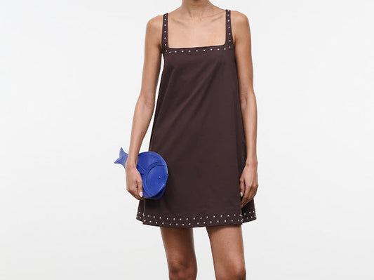 STAUD Brio Studded Mini Dress - Earth