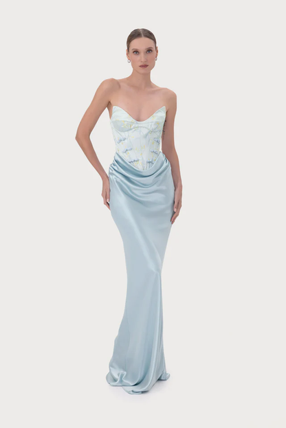 SAU LEE Sandrine Gown in Pale Blue